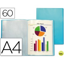 CARPETA BEAUTONE ESCAPARATE 47072 60 FUNDAS POLIPROPILENO TRASLUCIDA DIN A4 AZUL FROSTY