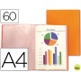 CARPETA BEAUTONE ESCAPARATE 47071 60 FUNDAS POLIPROPILENO TRASLUCIDA DIN A4 NARANJA FROSTY