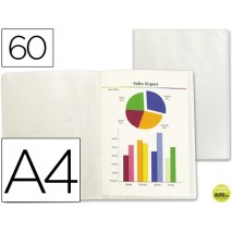 CARPETA BEAUTONE ESCAPARATE 47074 60 FUNDAS POLIPROPILENO FROSTY DIN A4 TRANSPARENTE