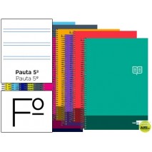 BLOC ESPIRAL LIDERPAPEL FOLIO DISCOVER TAPA CARTONCILLO 80 H80G PAUTA ESTRECHA 2,5MM CON MARGEN COLO