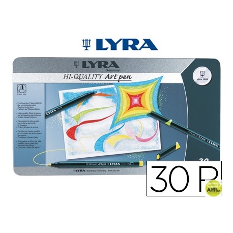 ROTULADOR LYRA HI-QUALITY CAJA METALICA 30 COLORES