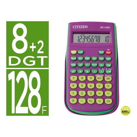 CALCULADORA CITIZEN CIENTIFICASR-135F VIOLETA 128 FUNCIONES 8+2 DIGITOS 154X84X19 MM