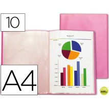 CARPETA BEAUTONE ESCAPARATE 47480 10 FUNDAS POLIPROPILENO TRASLUCIDA DIN A4 ROJO FROSTY