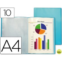 CARPETA BEAUTONE ESCAPARATE 47482 10 FUNDAS POLIPROPILENO TRASLUCIDA DIN A4 AZUL FROSTY