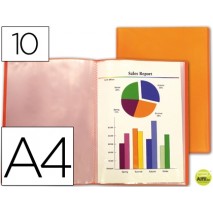 CARPETA BEAUTONE ESCAPARATE 47481 10 FUNDAS POLIPROPILENO TRASLUCIDA DIN A4 NARANJA FROSTY