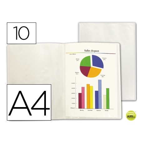 CARPETA BEAUTONE ESCAPARATE 47484 10 FUNDAS POLIPROPILENO TRASLUCIDA DIN A4 TRANSPARENTE FROSTY