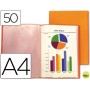 CARPETA BEAUTONE ESCAPARATE 47061 50 FUNDAS POLIPROPILENO TRASLUCIDA DIN A4 NARANJA FROSTY