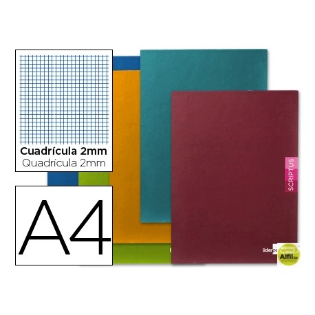LIBRETA LIDERPAPEL SCRIPTUS A4 48 HOJAS 90G/M2 MILIMETRADO SIN MARGEN