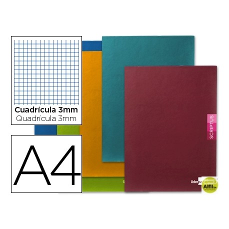 LIBRETA LIDERPAPEL SCRIPTUS A4 48 HOJAS 90G/M2 CUADRO 3MM CON MARGEN