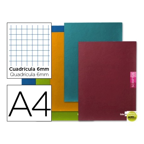 LIBRETA LIDERPAPEL SCRIPTUS A4 48 HOJAS 90G/M2 CUADRO 6MM CON MARGEN