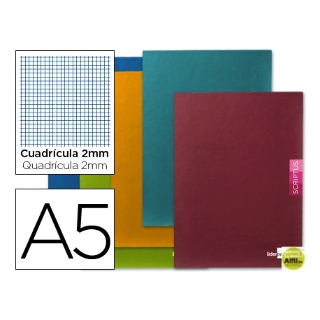 LIBRETA LIDERPAPEL SCRIPTUS A5+ 48 HOJAS 90G/M2 MILIMETRADO SIN MARGEN