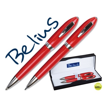 JUEGO BELIUS BOLIGRAFO Y PORTAMINAS 2049 ROJO MALAGA -EN ESTUCHE