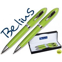 JUEGO BELIUS BOLIGRAFO Y PORTAMINAS 2049 VERDE MALAGA -EN ESTUCHE