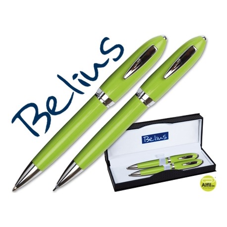 JUEGO BELIUS BOLIGRAFO Y PORTAMINAS 2049 VERDE MALAGA -EN ESTUCHE