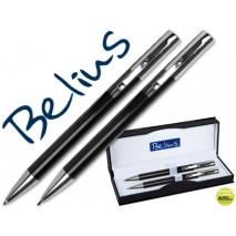 JUEGO BELIUS BOLIGRAFO Y PORTAMINAS 2052 NEGRO LISBOA -EN ESTUCHE