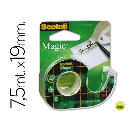 CINTA ADHESIVA SCOTH MAGIC INVISIBLE CLIPS STRIP 7,5X19MM EN PORTARROLLO