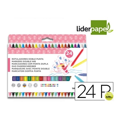 ROTULADOR LIDERPAPEL DUO CAJA 24 COLORES LIDERPAPEL