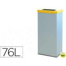 CONTENEDOR PAPELERA RECICLAJE CON TAPA ABATIBLE Y ARO INTERIOR CAPACIDAD 76 LITROS 81X36,5X26 CMS