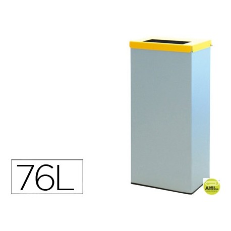 CONTENEDOR PAPELERA RECICLAJE CON TAPA ABATIBLE Y ARO INTERIOR CAPACIDAD 76 LITROS 81X36,5X26 CMS