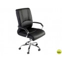 SILLA ROCADA DIRECCION SIMIL PIEL CON BRAZOS BASE METALICA CROMADA DIAMETRO 700MM RESPALDO 730MMX500