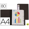 CARPETA BEAUTONE ESCAPARATE 31765 80 FUNDAS POLIPROPILENO DIN A4 NEGRA LOMO PERSONALIZABLE