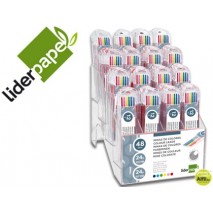 MINAS LIDERPAPEL COLORES EXPOSITOR DE 48 TUBOS 24 TUBOS DE 12 MINAS DE 0,5MM Y 24 TUBOS DE 12 MINAS