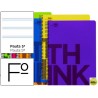 BLOC ESPIRAL LIDERPAPEL FOLIO THINK TAPA POLIPROPILENO 80 H 80G PAUTA ESTRECHA 2,5MM CON MARGEN 6 CO