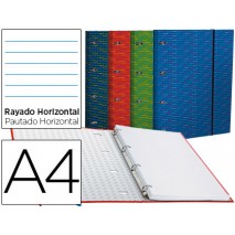 CARPETA CON RECAMBIO LIDERPAPEL A4 HORIZONTAL FORRADA 4 ANILLAS 20MM