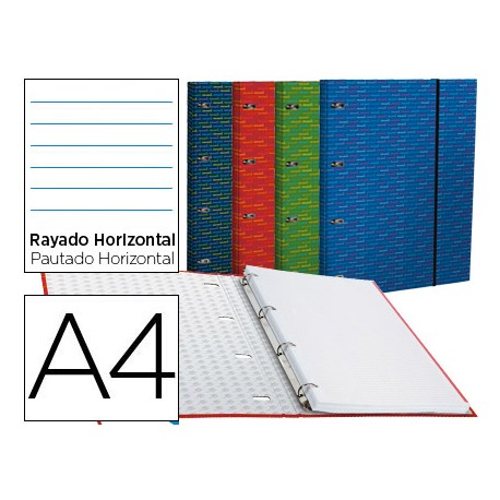 CARPETA CON RECAMBIO LIDERPAPEL A4 HORIZONTAL FORRADA 4 ANILLAS 20MM