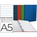 CARPETA CON RECAMBIO LIDERPAPEL A5 HORIZONTAL FORRADA 4 ANILLAS 20MM