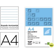 RECAMBIO LIDERPAPEL A4 120 HOJAS 70G/M2 HORIZONTAL SIN MARGEN 4 TALADROS BANDAS DE 5 COLORES