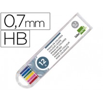 MINAS LIDERPAPEL COLORES SURTIDOS DE 0.7MM ESTUCHE DE 12 MINAS
