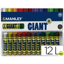 LAPICES CERA MANLEY GIANT MINA EXTRA 17MM CAJA DE 12 COLORES