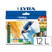 LAPICES DE COLORES ACUARELABLE LYRA GROOVE TRIPLETRIANGULAR MINAS 10MM CAJA DE 12 COLORES