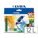 LAPICES DE COLORES ACUARELABLE LYRA GROOVE TRIPLETRIANGULAR MINAS 10MM CAJA DE 12 COLORES