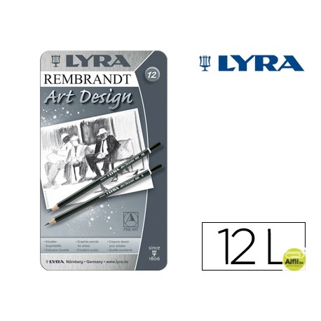 LAPICES DE GRAFITO LYRA REMBRAND ART DESIGN CAJA DE 12 GRADUACIONES 6B-5B-4B-3B 2B-B-HB-F-H-2H-3H-4H