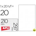 ETIQUETA ADHESIVA APLI TRANSLUCIDAS 1225 TAMAÑO 210X297 MM - FOTOCOPIADORA -LASER CAJA CON 20 ETIQUE