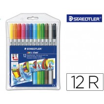 ROTULADOR STAEDTLER NORIS CLUB DOBLE PUNTA CAJA DE 12 COLORES SURTIDOS