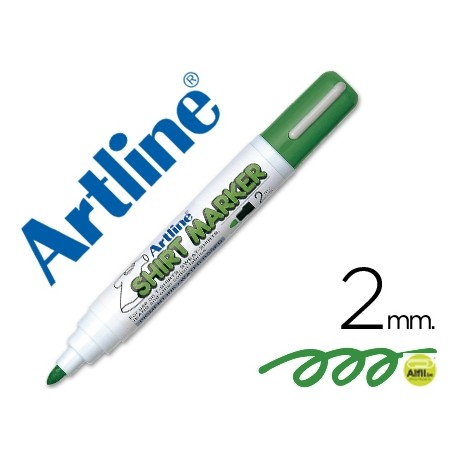 ROTULADOR ARTLINE CAMISETA EKT-2 VERDE PUNTA REDONDA 2 MM PARA USO EN CAMISETAS