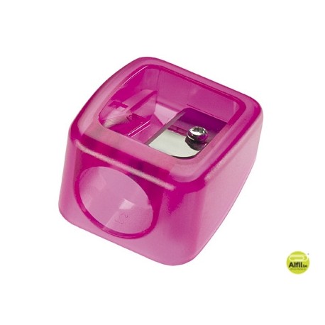 SACAPUNTAS MOR PLASTICO PARA PUNTAS 17MM 1 USO COLORES SURTIDOS