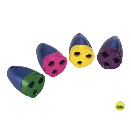 SACAPUNTAS MOR PLASTICO 3 USOSCON DEPOSITO COLORES SURTIDOS