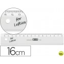 REGLA MOR 16 CM PLASTICO TRANSPARENTE PARA ZURDOS