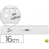 REGLA MOR 16 CM PLASTICO TRANSPARENTE PARA ZURDOS