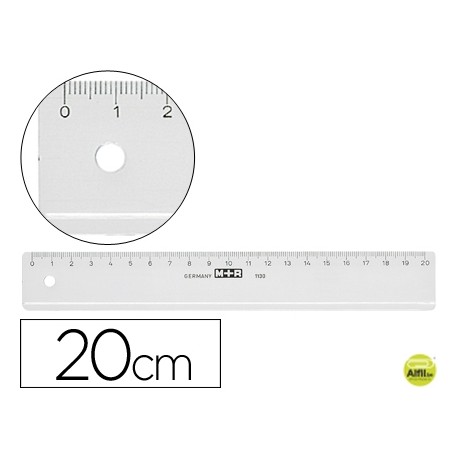 REGLA MOR 20 CM PLASTICO TRANSPARENTE