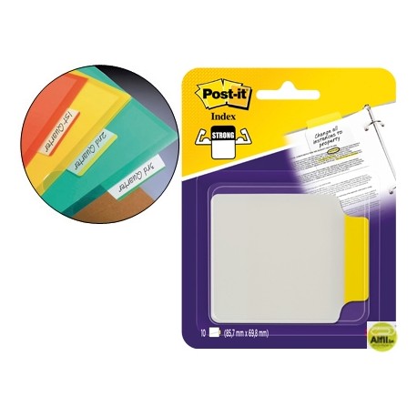 BANDERITAS SEPARADORAS 3M RIGIDAS CON PESTAÑA 85,7X69,8MM BLISTER CON 10 UNIDADES COLOR AMARILLO