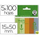 BLOC NOTA ADHESIVAS QUITA Y PON RECICLADAS POST-IT 15X50MMVERDE-NARANJA-MANDARINA-AZUL