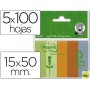 BLOC NOTA ADHESIVAS QUITA Y PON RECICLADAS POST-IT 15X50MMVERDE-NARANJA-MANDARINA-AZUL