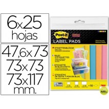 ETIQUETA ADHESIVA POST-IT SUPER STICKY REMOVIBLE PACK SURTIDO 2 BLOC 47,6X73MM 2 BLOC 73X73MM Y 2 BL