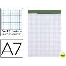 BLOC NOTAS LIDERPAPEL CUADRO 4 MM A7 80 HOJAS 60 G/M2 PERFORADO SIN TAPA