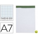 BLOC NOTAS LIDERPAPEL CUADRO 4 MM A7 80 HOJAS 60 G/M2 PERFORADO SIN TAPA